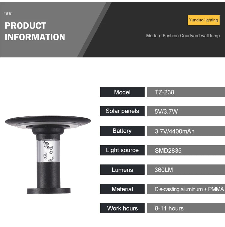 Solcellsdriven LED-lampa i Aluminium – Vattentät IP65