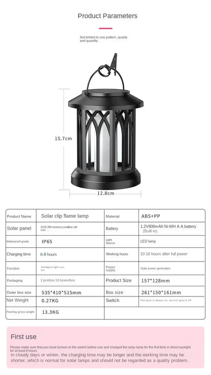 Solcellsdriven LED-lampa med Flammande Effekt