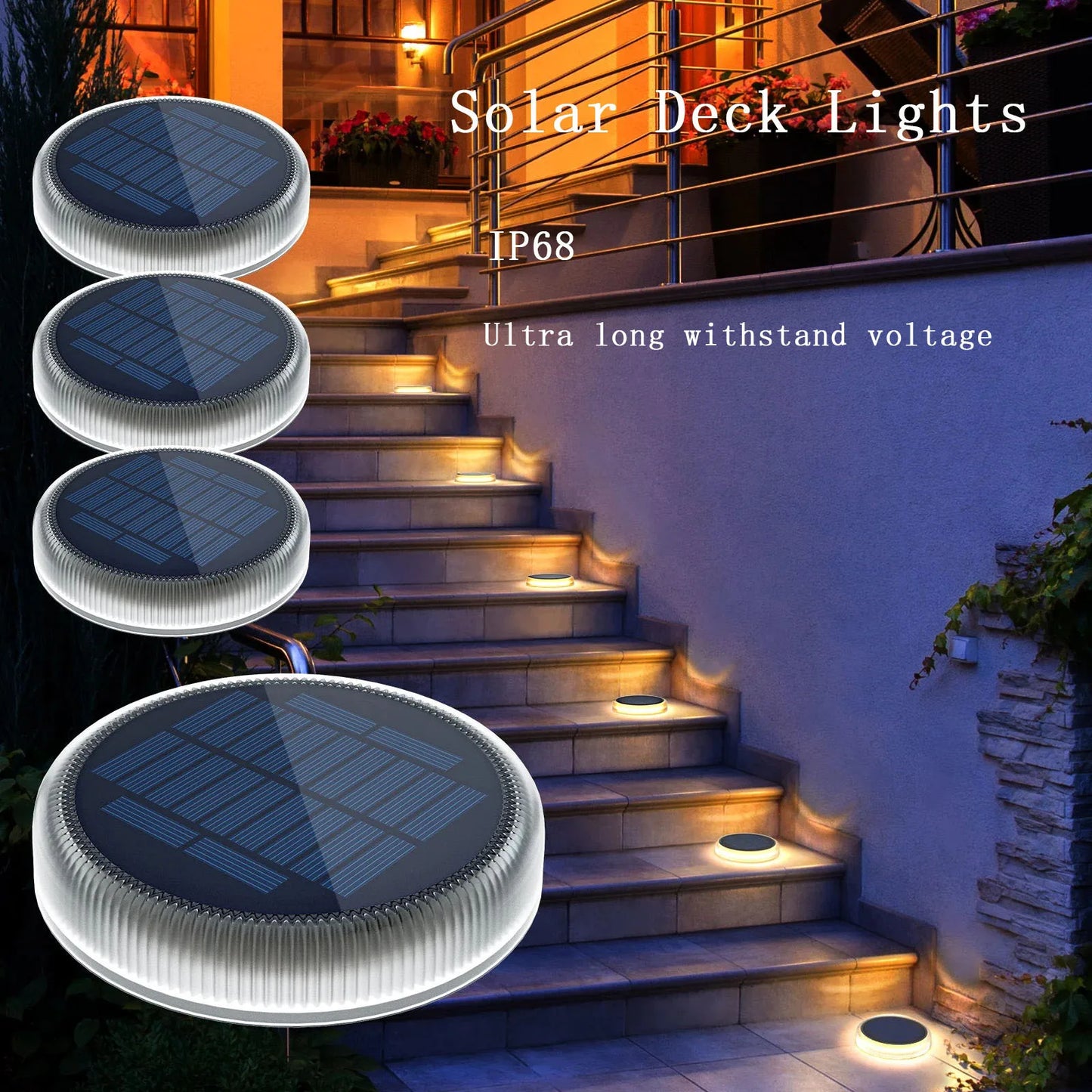 Solcellsdrivna Deck Lights – IP68 Vattentät